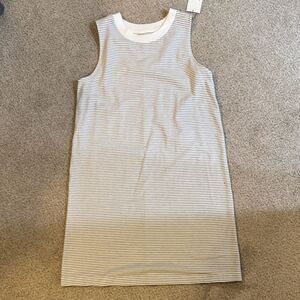 a new‎ day Striped Sleeveless Midi Dress - White and Gray